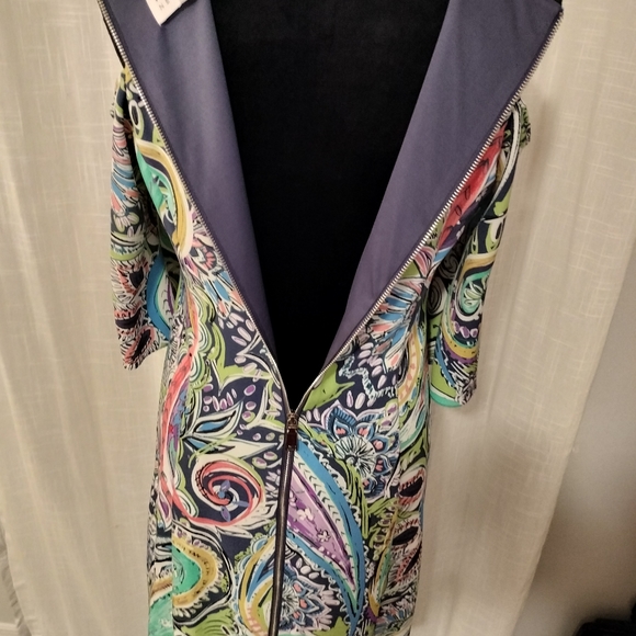 Nicole Miller Cold Cut Out Shoulder Multicolor Dress Size 6 - Picture 6 of 8